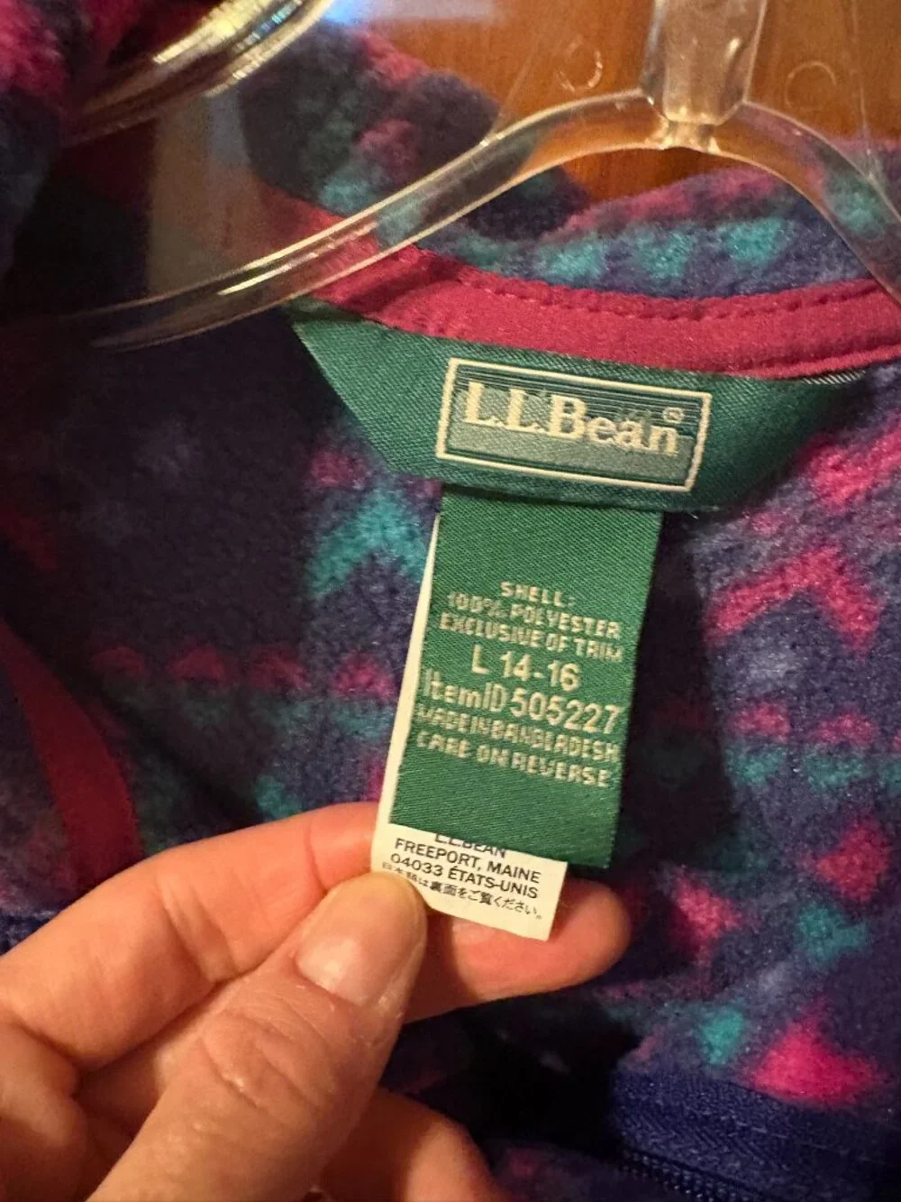 L.L. Bean Girls Large 12-14 Fleece Jacket Sweater Hoodie